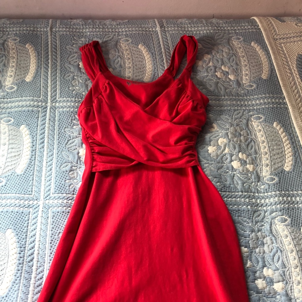 Red sexy shirt dress
